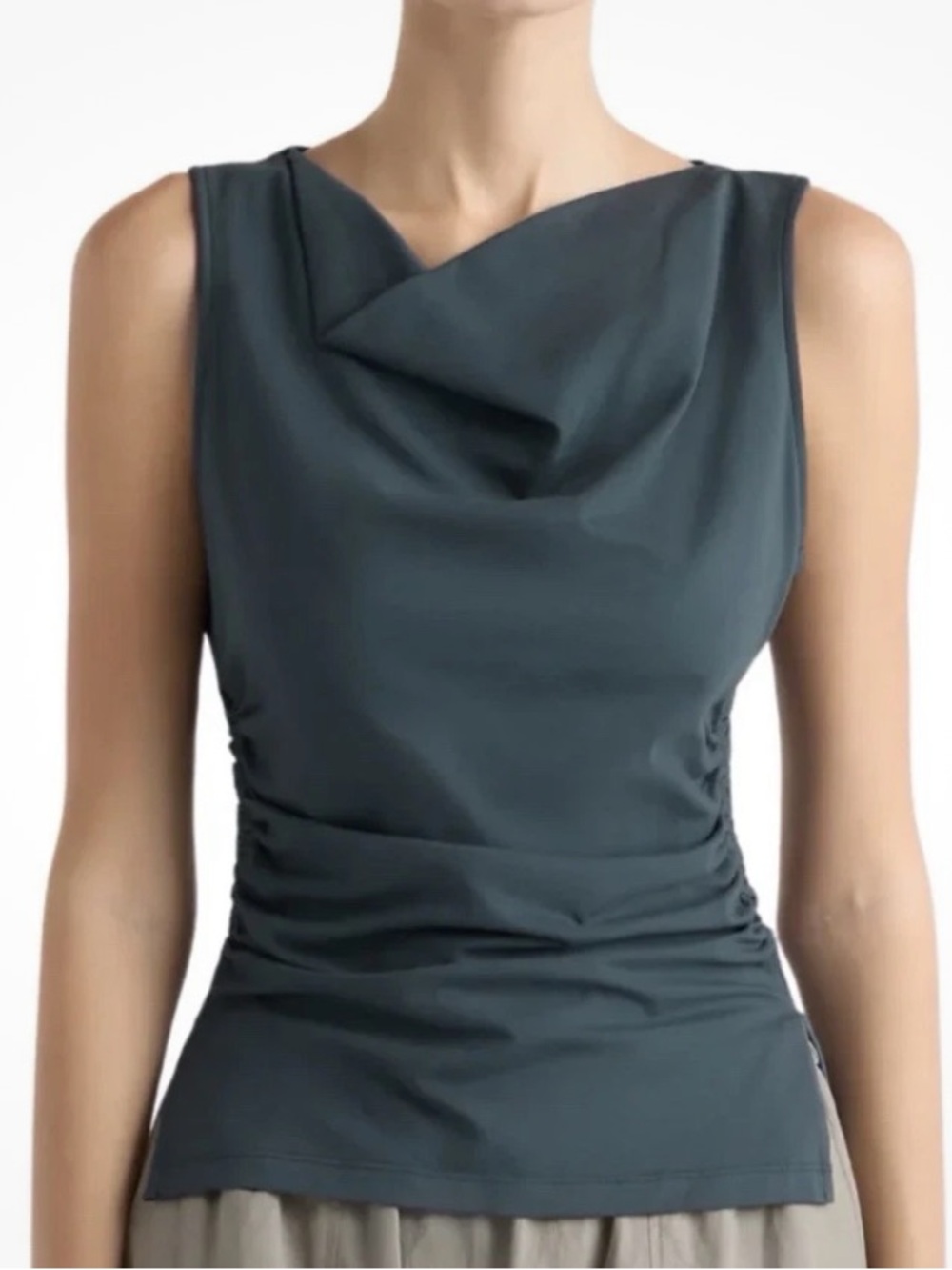 Modern Citizen Josie Shirred-Side Cowl-Neck Tank Martime Women’s XL New